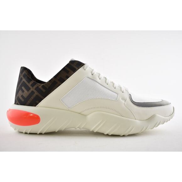 Fendi Mens White FF Technical Fabric Logo Sneaker Flat Trainer UK 8.5 US 9.5 - Picture 3 of 11